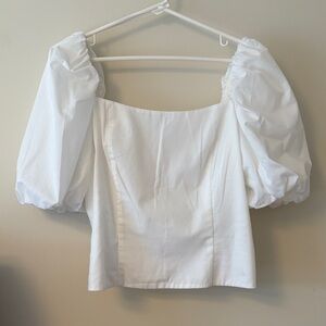 Banana Republic White Puff Sleeve Blouse
